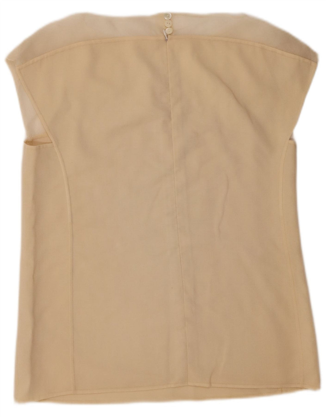 Vintage Damen Ärmellose Hemdbluse UK 14 Medium Beige
