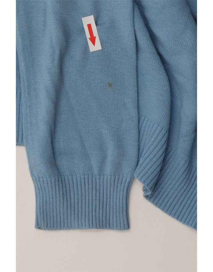 Zara Damen-Pullover mit V-Ausschnitt, UK 12, mittelblaue Baumwolle