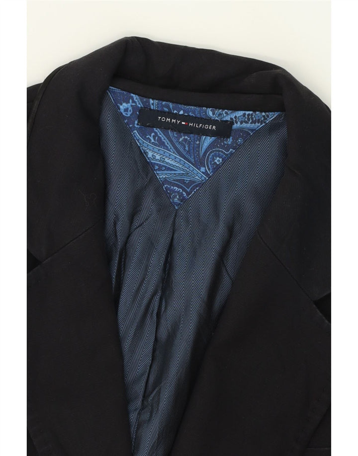 TOMMY HILFIGER Womens 2 Button Blazer Jacket UK 12 Medium Black Acetate Vintage Tommy Hilfiger and Second-Hand Tommy Hilfiger from Messina Hembry 