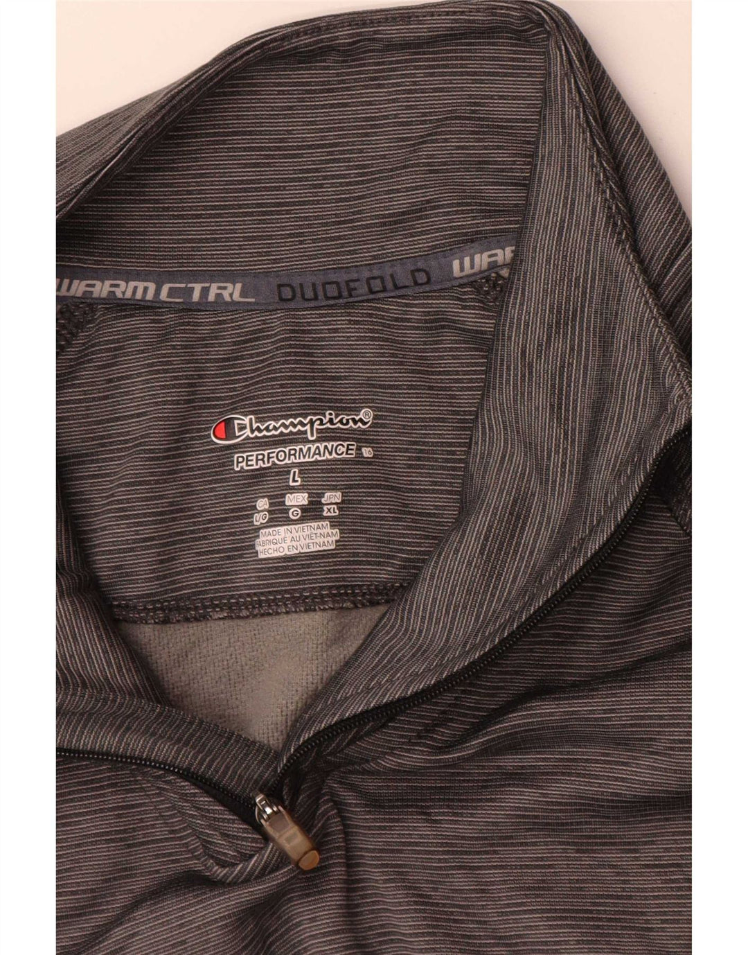Champion Womens Performance Pullover Trainingsanzug Top UK 16 Large Grau gestreift