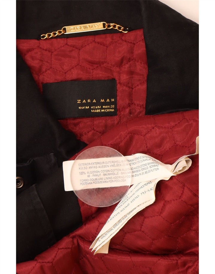 ZARA Herren Utility-Jacke UK 38 Mittelschwarze Baumwolle