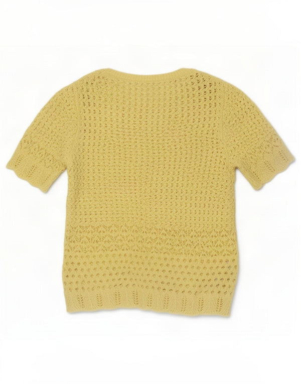 Marks & Spencer Damen Häkelbluse Top UK 12 Mittelgelbes Polyester