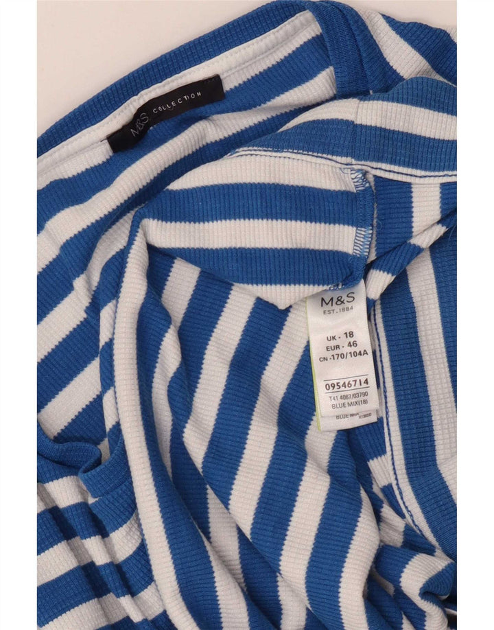 Marks & Spencer Damen Bluse Top UK 18 XL Blau gestreift Polyester