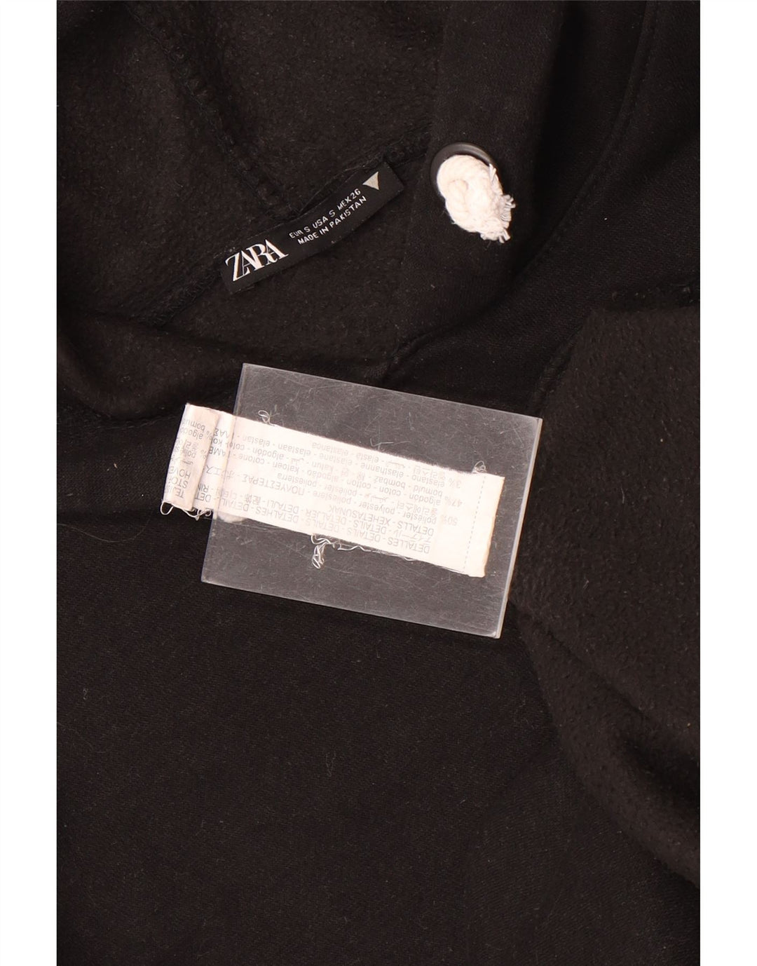 Zara Herren-Kapuzenpullover mit lockerer Passform, Größe S, Schwarz, Polyester