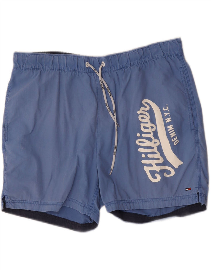 Tommy Hilfiger Herren Badeshorts mit Grafik, Größe L, Blau, Polyester