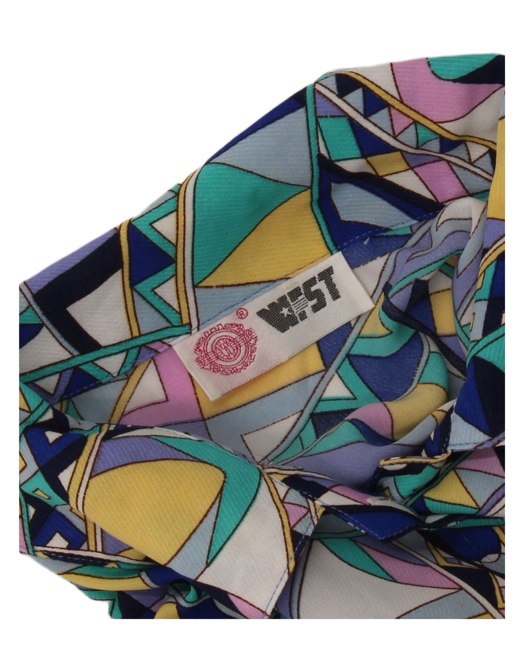 Vintage Damen Kurzarmshirt UK 16 Groß Mehrfarbig Geometrisch