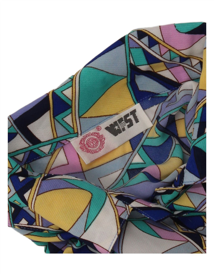 Vintage Damen Kurzarmshirt UK 16 Groß Mehrfarbig Geometrisch