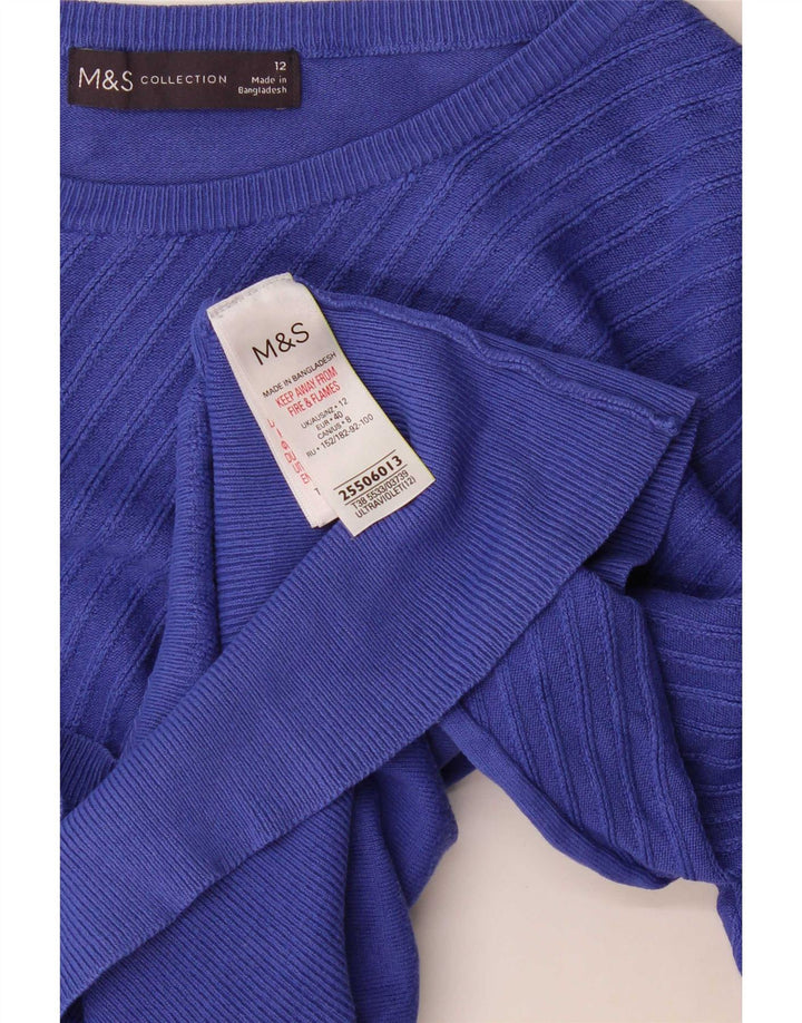 Marks & Spencer Damen Crop Pullover mit U-Boot-Ausschnitt, Gr. 12, Mittelblau