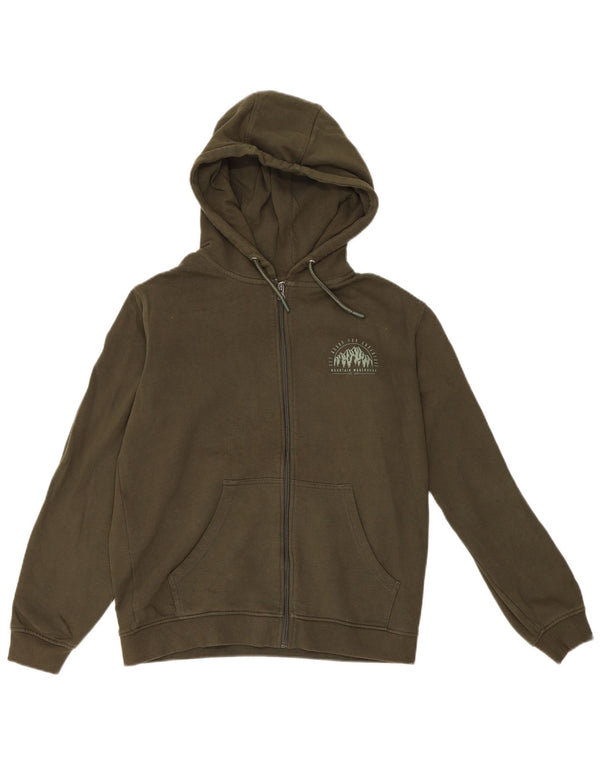 Mountain Warehouse Herren-Kapuzenpullover mit grafischem Reißverschluss, Größe S, Khaki, Baumwolle