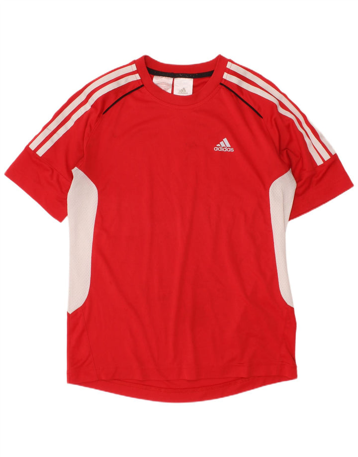 ADIDAS T-Shirt-Oberteil für Jungen, 11–12 Jahre, rotes Farbblock-Polyester