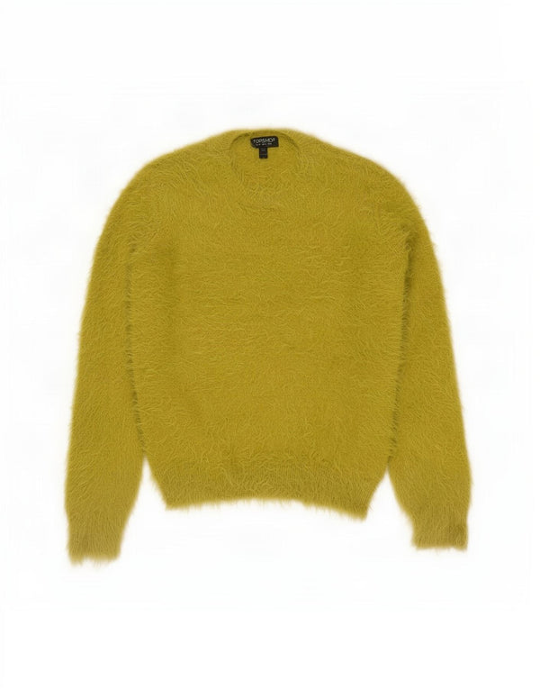 Topshop Damen-Pullover mit Rundhalsausschnitt, UK 6, XS, gelbes Nylon