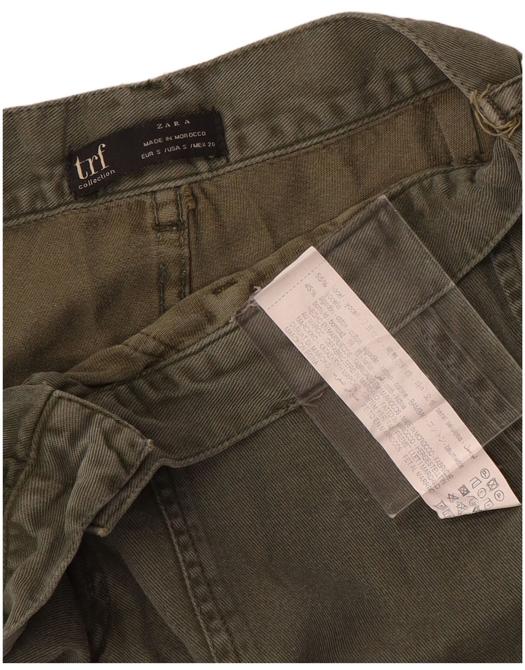 Gerade Cargohose für Damen von Zara, Größe S, W26, L27, Khaki