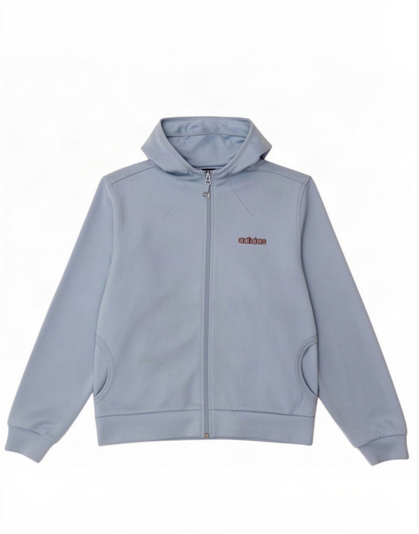 Adidas Damen Zip Hoodie Pullover UK 14 Mittelblaues Polyester