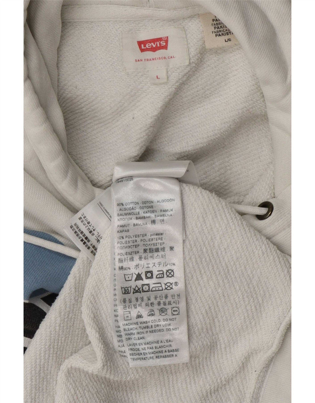 Levi's Herren-Pullover mit grafischem Kapuzenpullover, groß, aus weißer Baumwolle