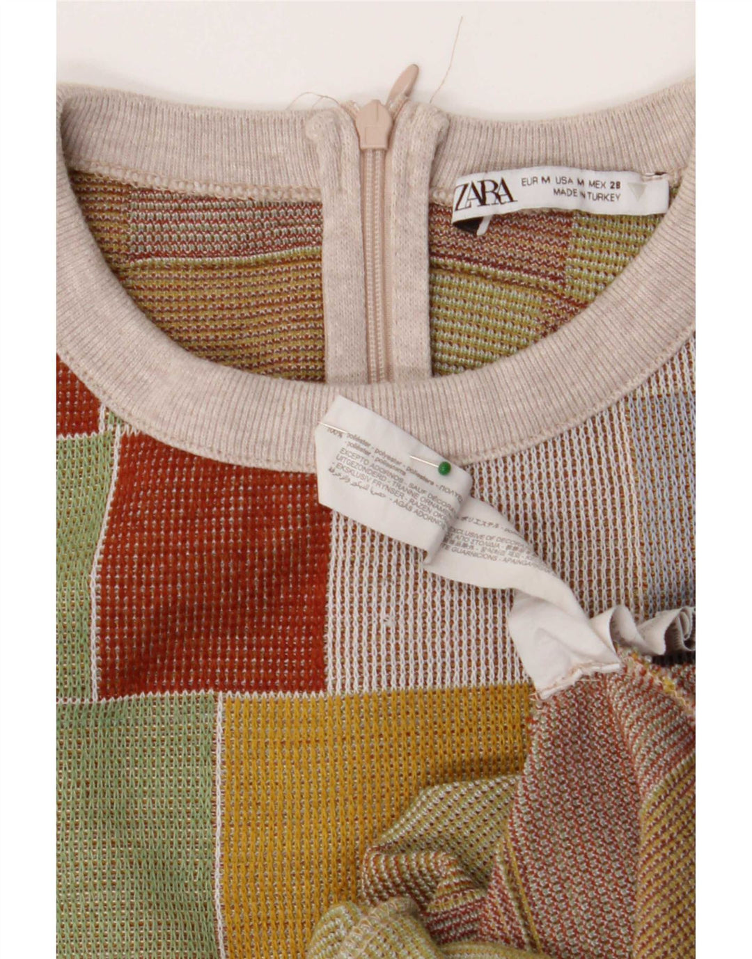 Ärmelloses, figurbetontes Damenkleid von Zara, Größe M, mehrfarbig, geometrisch