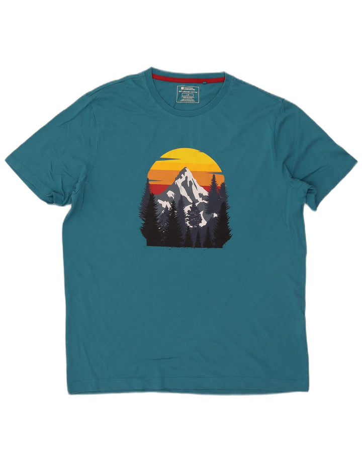 Mountain Warehouse Mens Graphic T-Shirt Top Large Blue Cotton