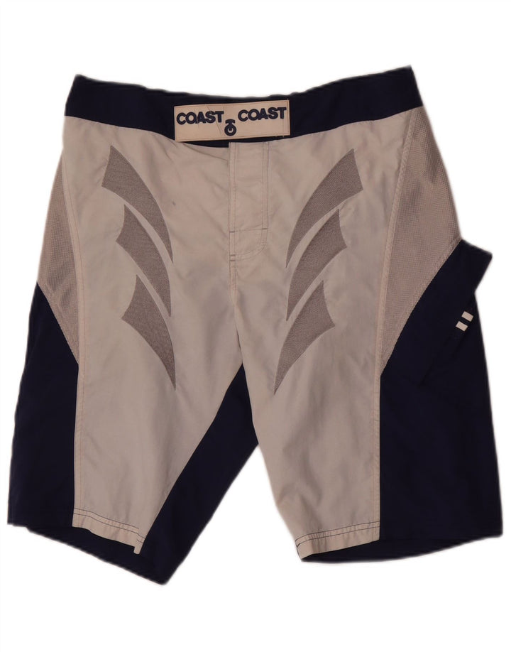 Coast Herren-Badeshorts mit Grafik, Größe S, Marineblau, Colourblock-Polyamid