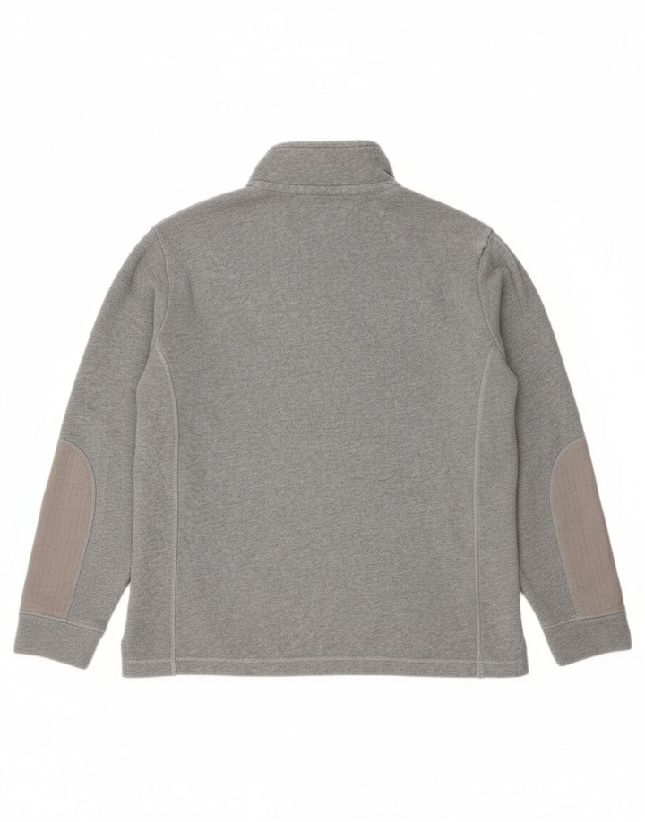 CREW CLOTHING Mens Button Neck Sweatshirt Jumper Large Grey Cotton