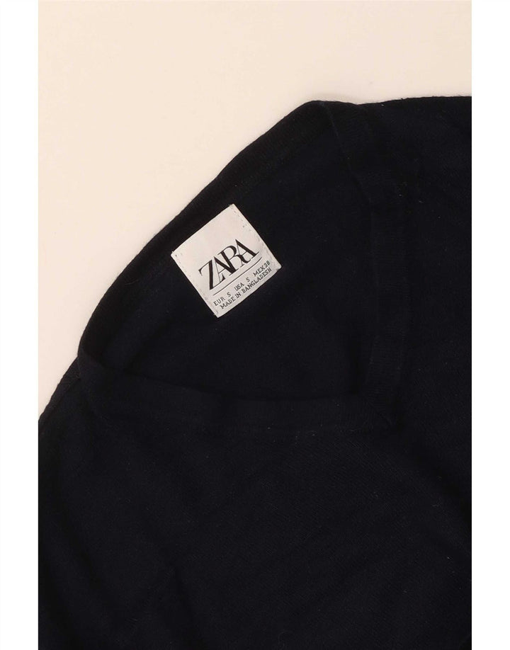 Zara Herren-Pullover mit V-Ausschnitt, Größe S, Marineblau