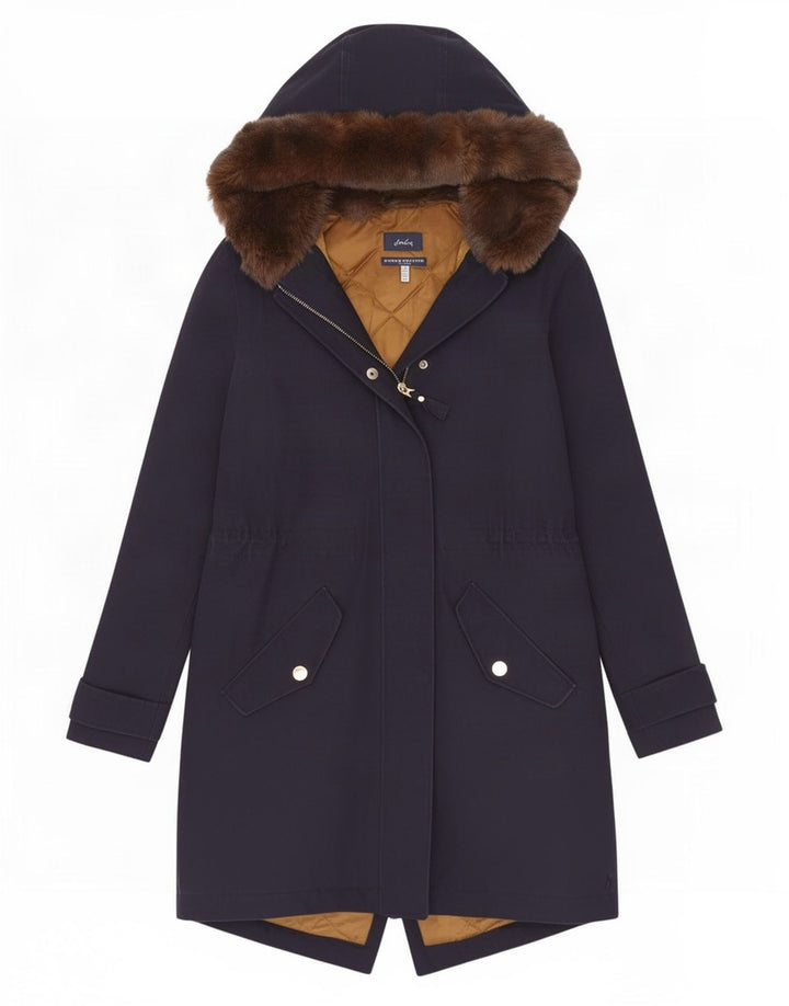 Jules Damen-Parkajacke mit Kapuze, UK 10, Größe S, marineblau, Baumwolle