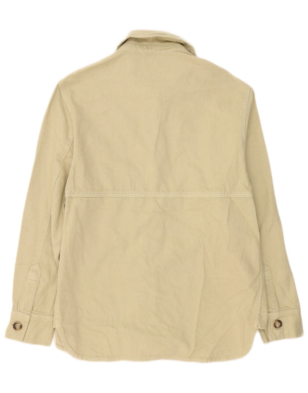 Übergroßes Jeanshemd von Zara für Damen, UK 10, Größe S, Beige, Baumwolle