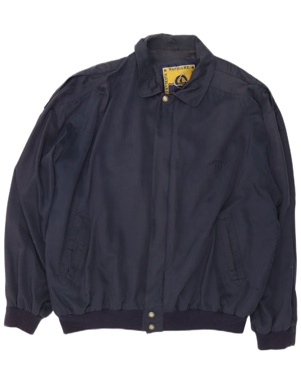 NAVIGARE Herren Bomberjacke UK 46 3XL Marineblaue Viskose