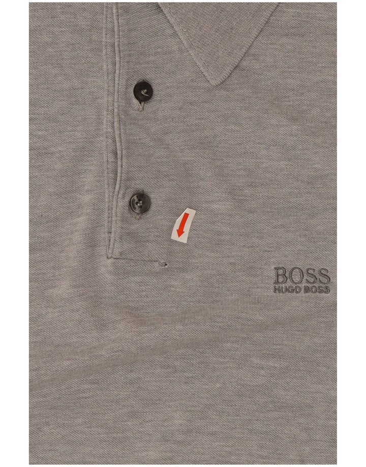 Hugo Boss Herren-Poloshirt aus mittelgrau gefleckter Baumwolle