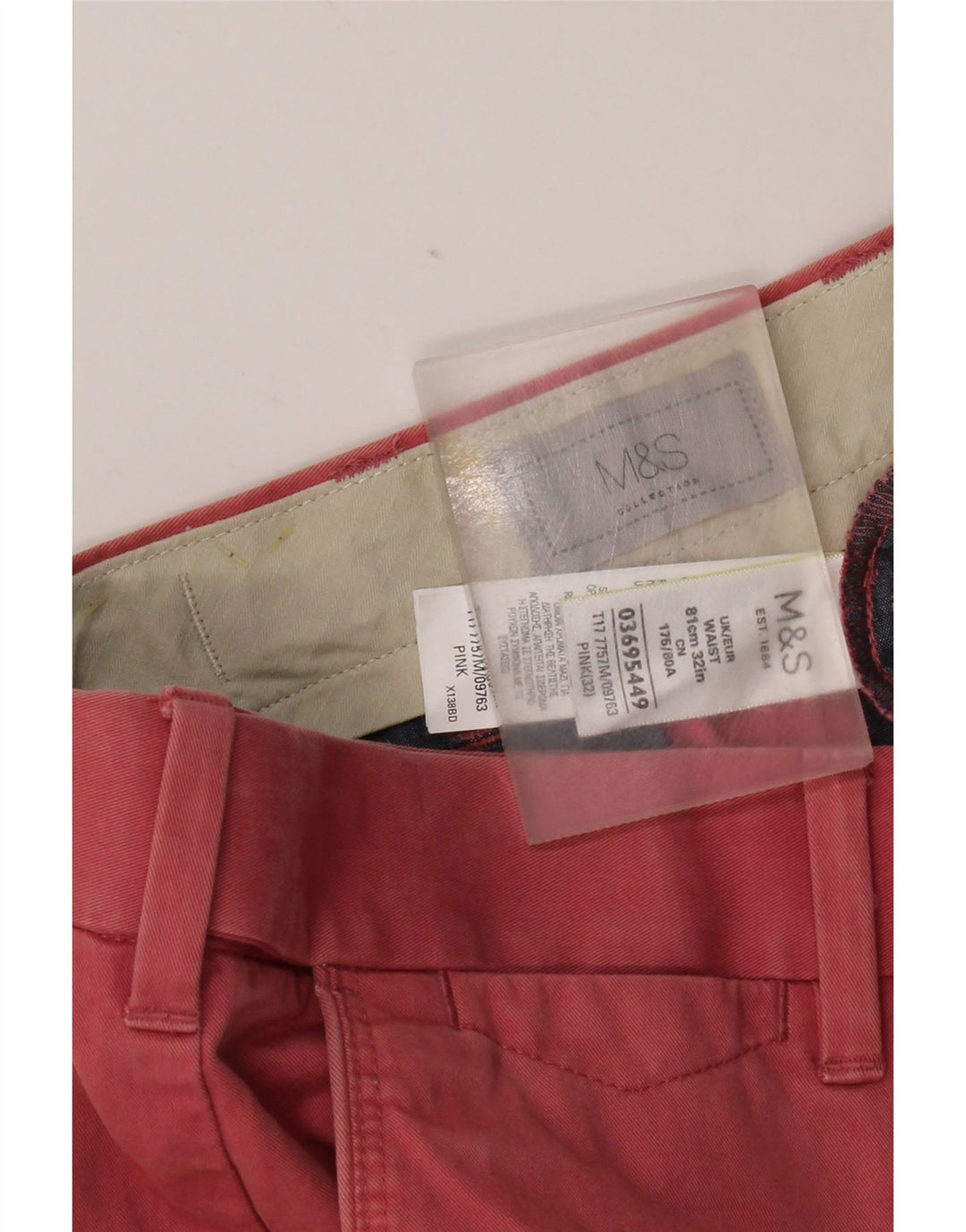 Marks & Spencer Herren Chinoshorts W32 mittelrote Baumwolle