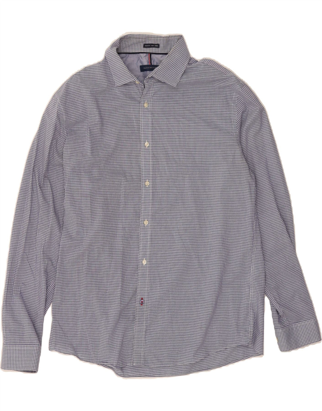 TOMMY HILFIGER Mens Slim Fit Shirt Size 17 XL Blue Gingham Vintage Tommy Hilfiger and Second-Hand Tommy Hilfiger from Messina Hembry 