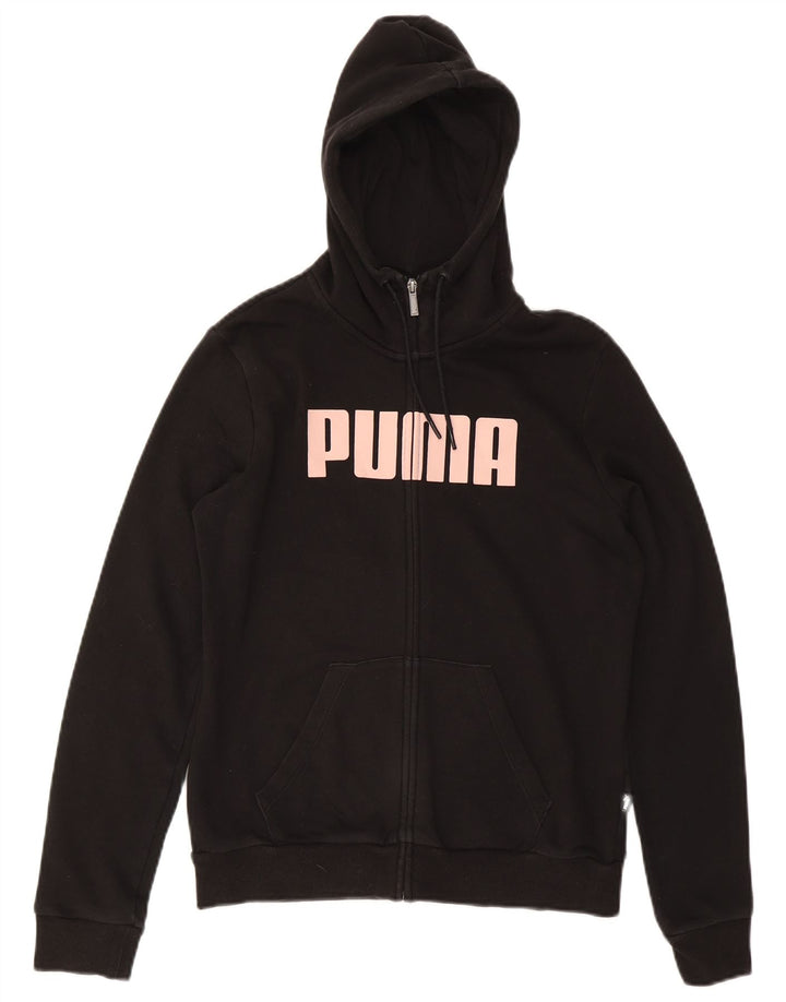 Puma Damen Graphic Zip Hoodie Pullover UK 14 Medium Schwarz