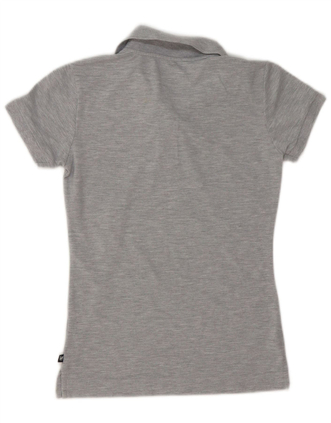 Lee Damen-Poloshirt UK 12 aus mittelgrau gefleckter Baumwolle