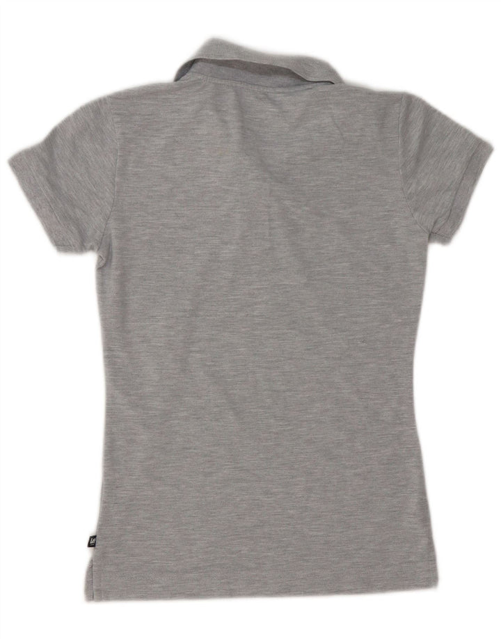 Lee Damen-Poloshirt UK 12 aus mittelgrau gefleckter Baumwolle