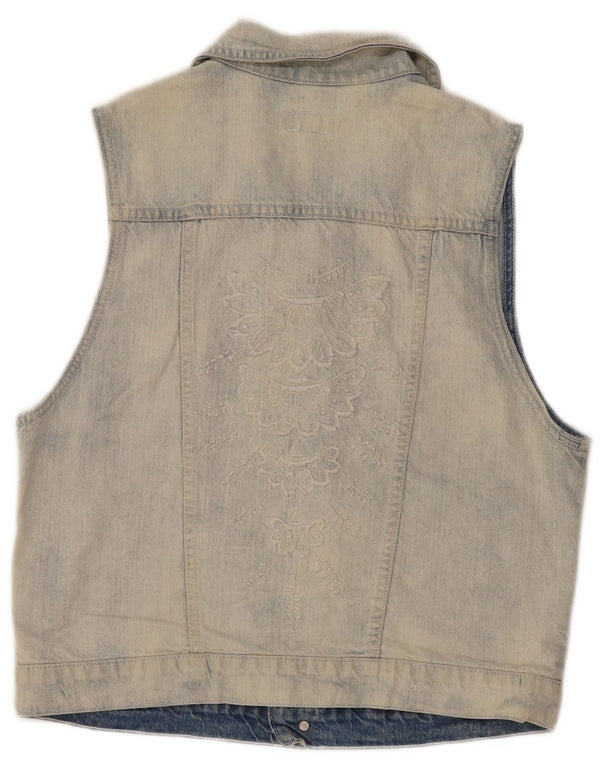 O'Neill Damen Graphic Denim Gilet UK 18 XL Blaue Baumwolle