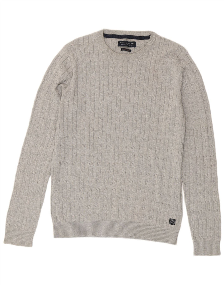 JACK & JONES Herren-Pullover mit Rundhalsausschnitt, XL, graue Baumwolle
