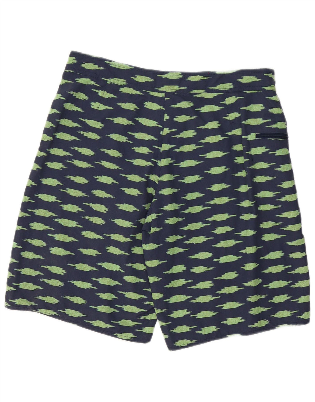 Patagonia Herren-Badeshorts mit abstraktem Muster, groß, marineblaues Polyester