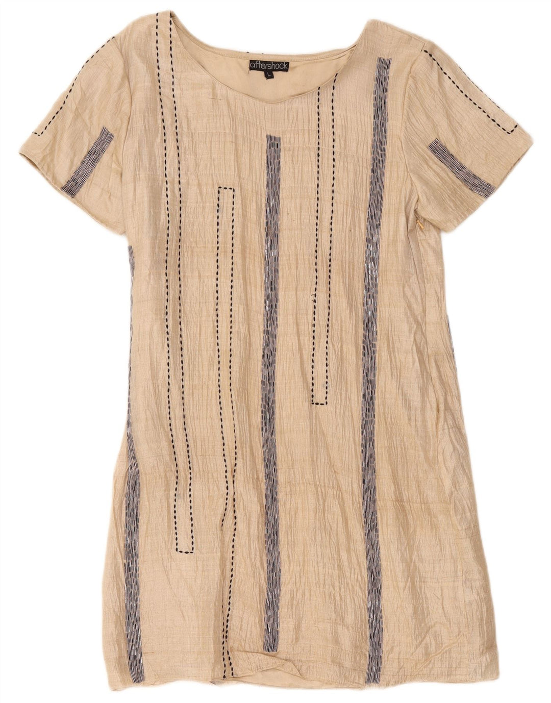 Aftershock Damen Etuikleid UK 14 Large Beige gestreift