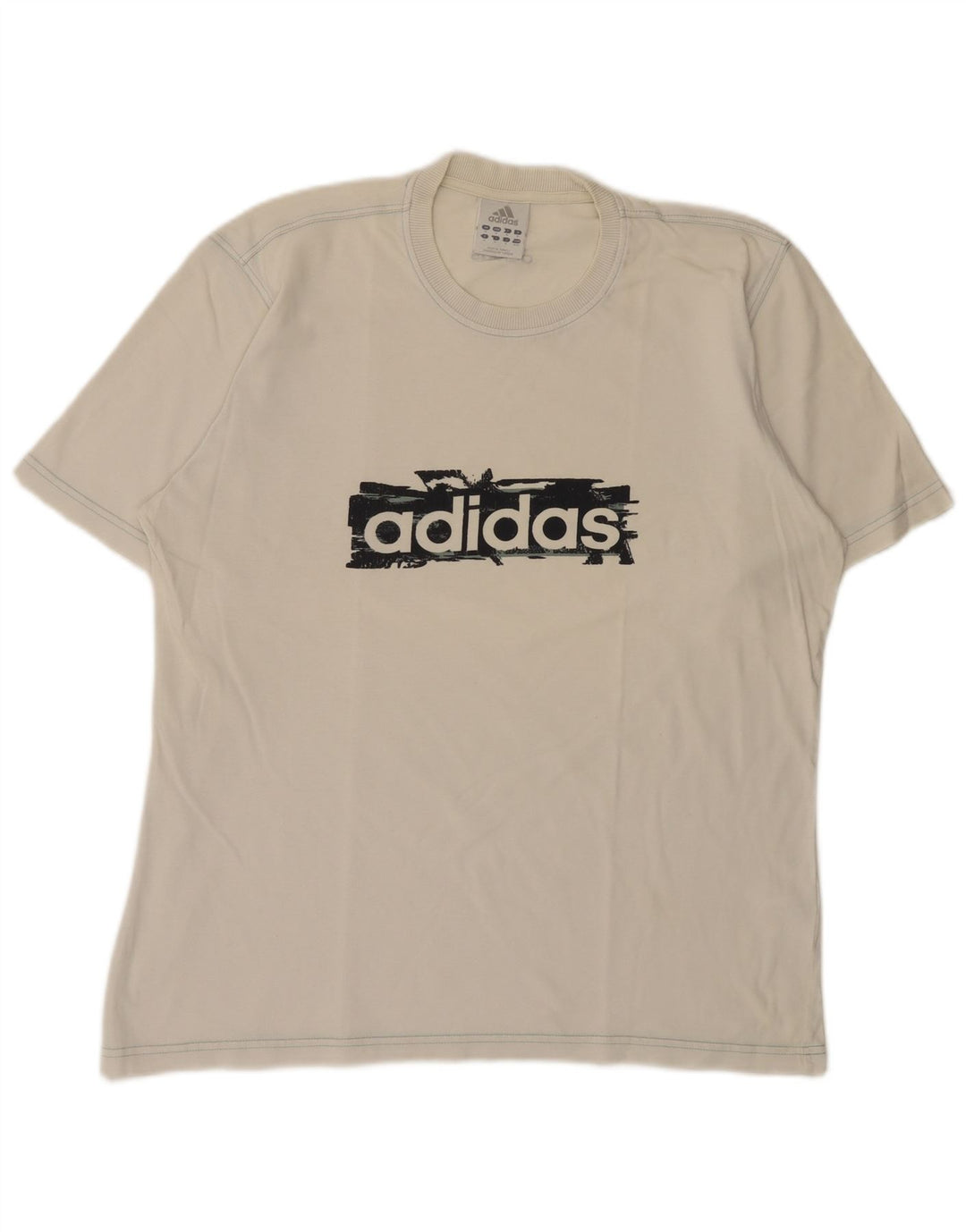 Adidas Herren Grafik-T-Shirt-Oberteil aus mittelweißer Baumwolle