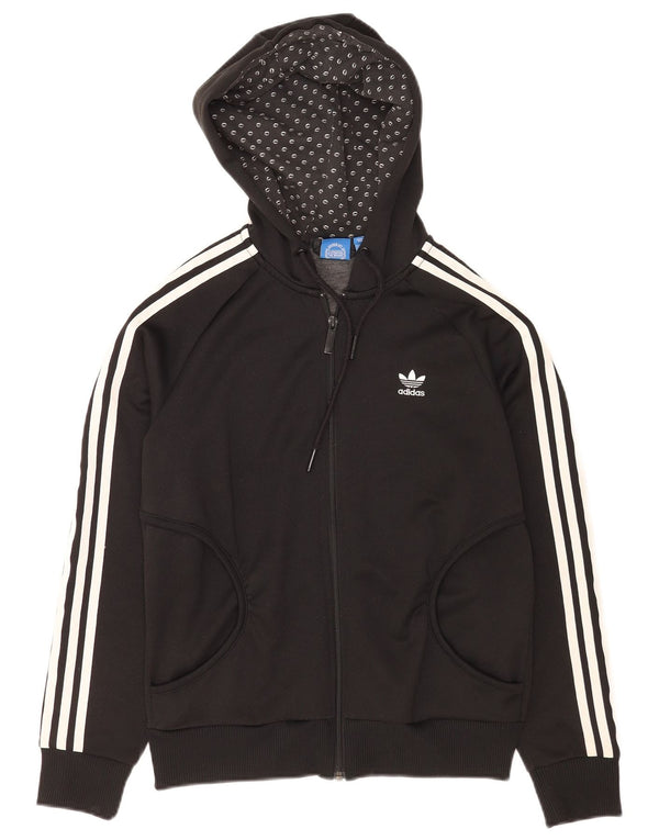 Adidas Damen Graphic Zip Hoodie Pullover UK 12 Medium Schwarz Polyester