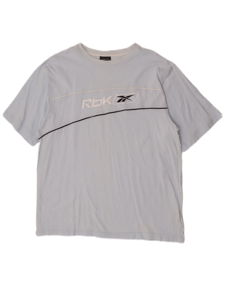Reebok Herren Grafik T-Shirt Top 2XL Blau Baumwolle