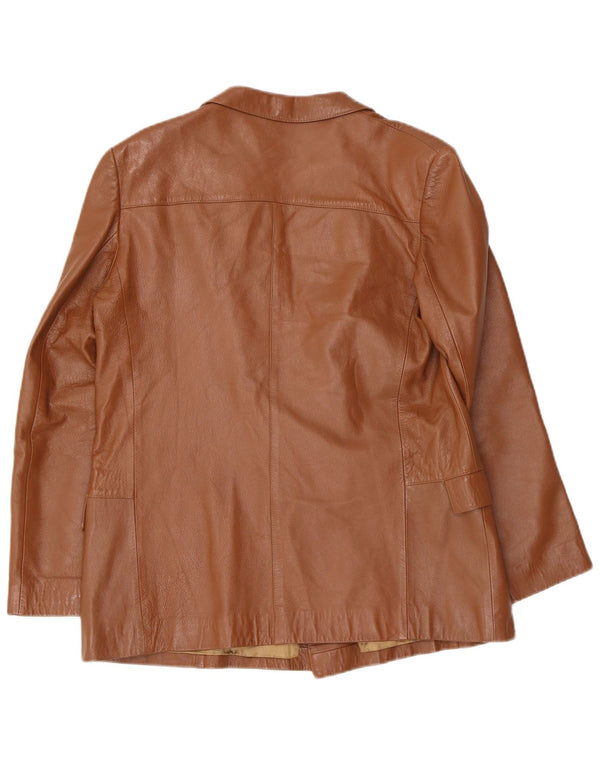 Anfor Zweireihiger Damen-Blazer aus Leder IT 44 Mittelbraun