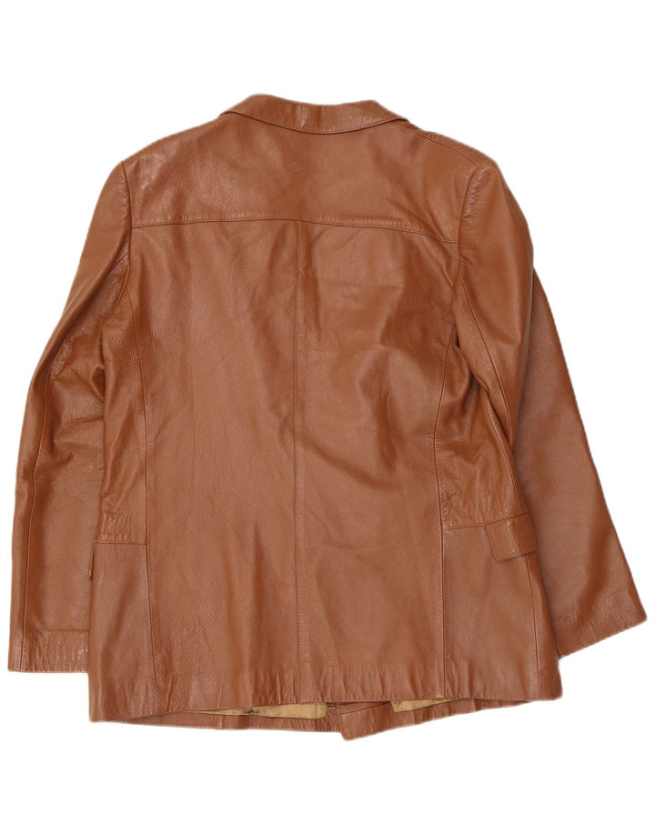 Anfor Zweireihiger Damen-Blazer aus Leder IT 44 Mittelbraun