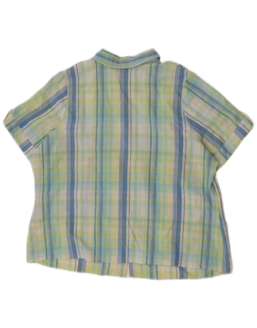Marks & Spencer Damen Kurzarmhemd UK 22 3XL Grün kariertes Polyester