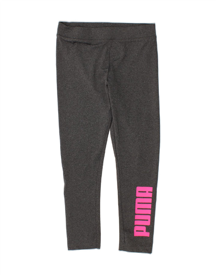 PUMA Girls Graphic Leggings 5-6 Years XS  Grey Polyester Vintage Puma and Second-Hand Puma from Messina Hembry 