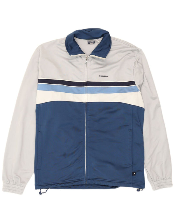 Diadora Herren-Trainingsanzug-Top-Jacke, UK 42, Größe L, Marineblau, Farbblock