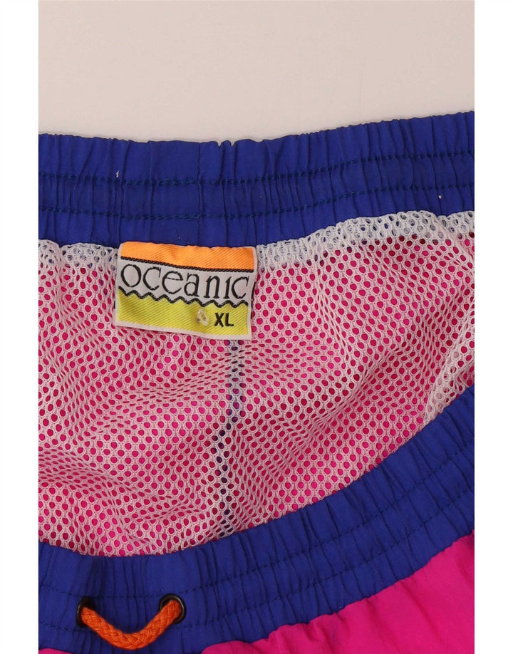 Vintage Herren Badeshorts XL Blau Colourblock Nylon