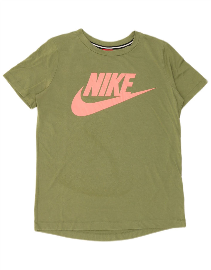 Nike Womens Graphic T-Shirt Top UK 10 Small Khaki Polyester