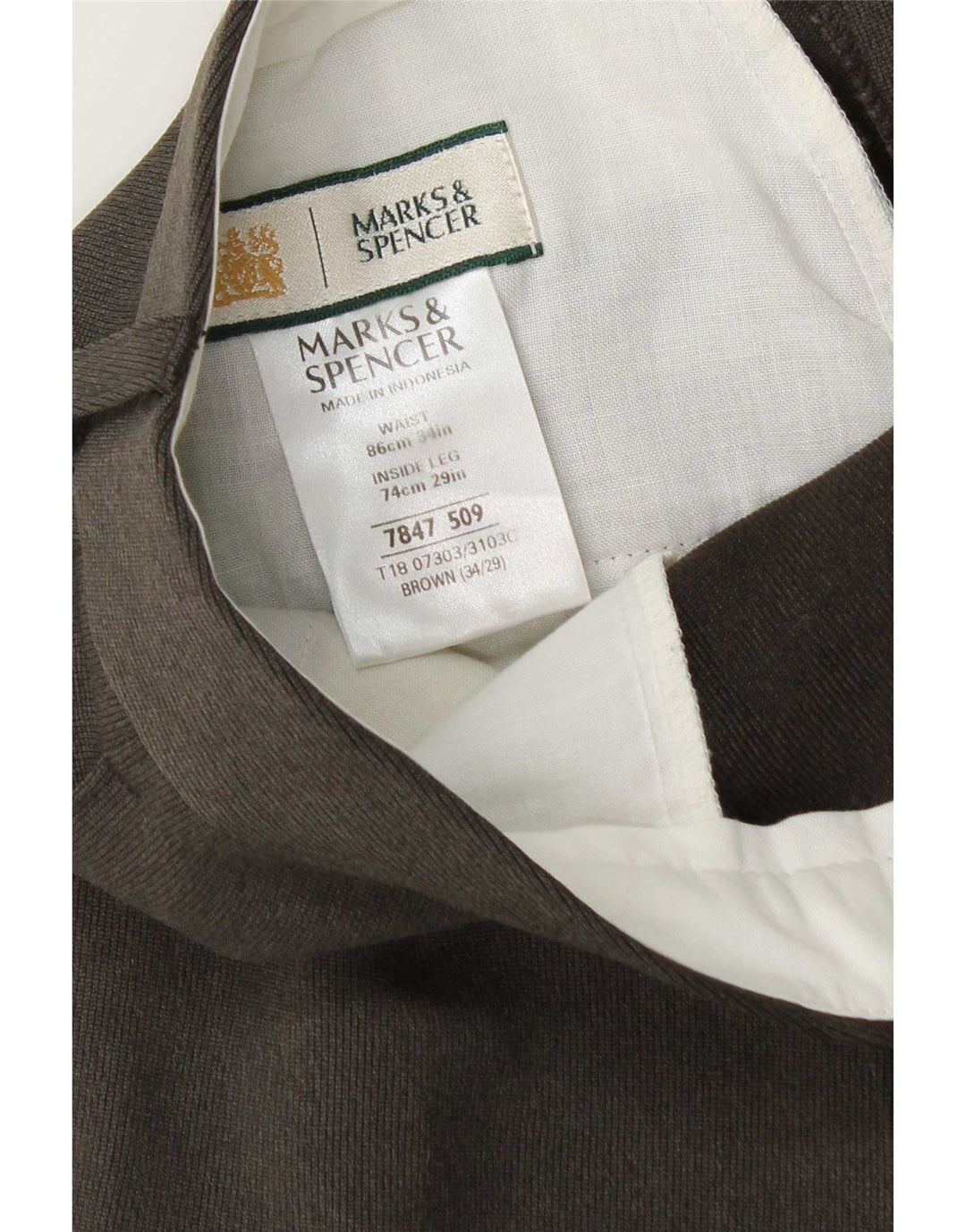 Marks & Spencer Herren-Anzughose, schmal zulaufend, W34, L29, braun, Polyester
