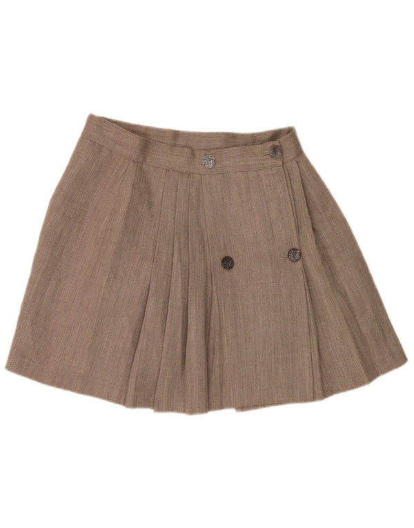 Vintage Womens Mini Wrap Skirt W28 Medium Brown Wool