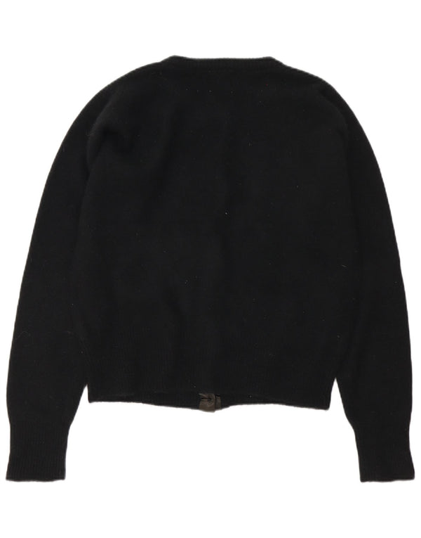 Vintage Damen Oversized Cardigan Pullover UK 10 Small Schwarz Floral