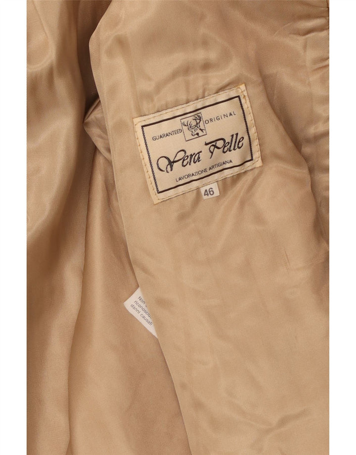 Vintage Damen Ledermantel EU 46 XL Beige Leder